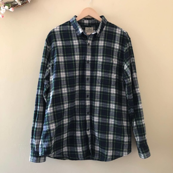 L.L.Bean Flannel Shirt Green Size L - Picture 1 of 5